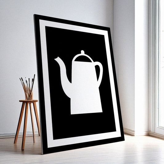 Coffee Cup Wall Art – Rustic Kitchen Decor, High-Resolution Canvas or Framed Print, Minimalist Coffee Lover Art, 3 Size Options, Model PGSW10005147