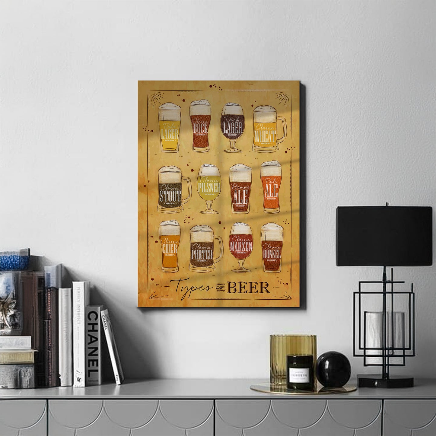 Drinks Wall Art Print – Modern Bar Decor, High-Resolution Canvas or Framed Print, Minimalist Beverage Art, 3 Size Options, Model PGSW10005523