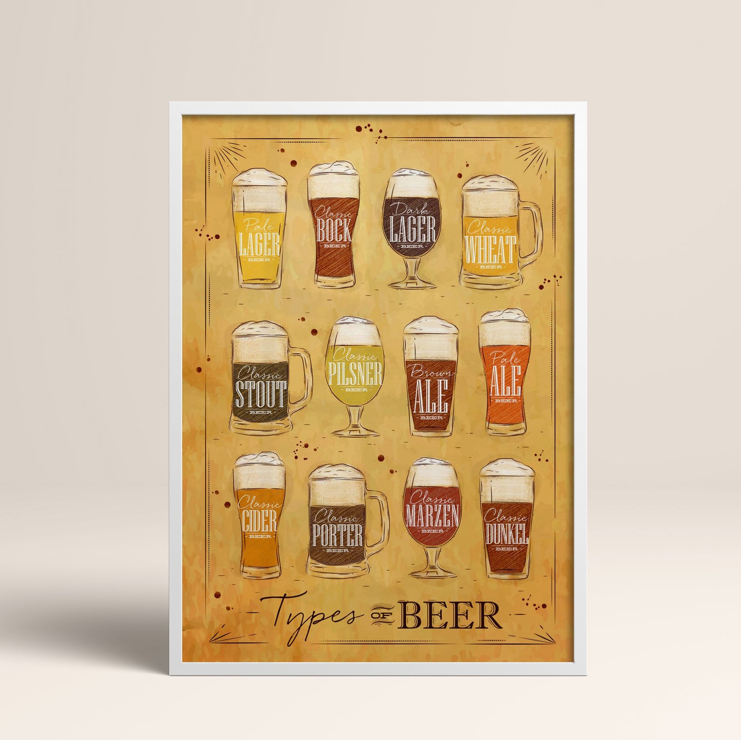 Drinks Wall Art Print – Modern Bar Decor, High-Resolution Canvas or Framed Print, Minimalist Beverage Art, 3 Size Options, Model PGSW10005523