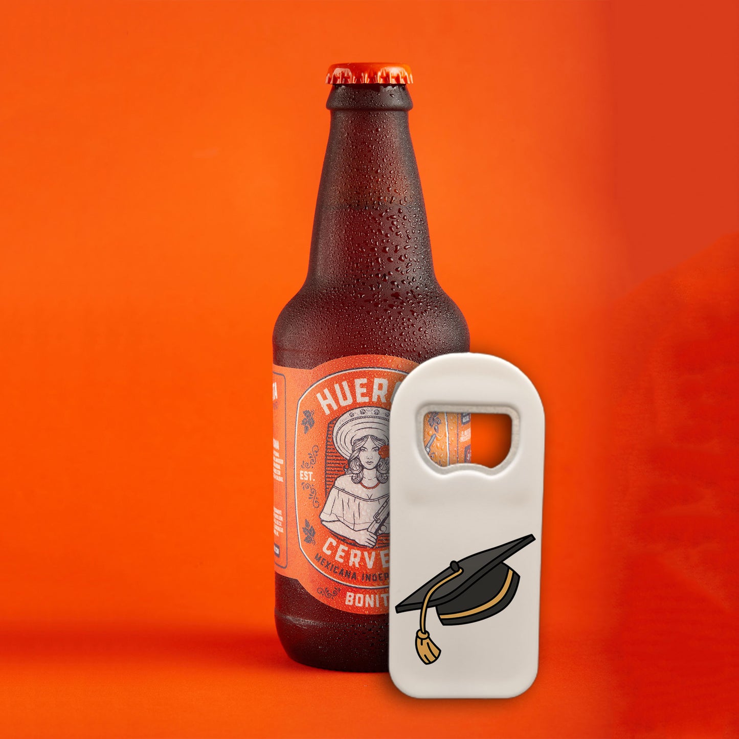 Personalized Bottle Opener Magnet, Graduation Cap Design, Custom 1.77x4.33 Inch Magnet, Unique Graduation Gift or Party Favor