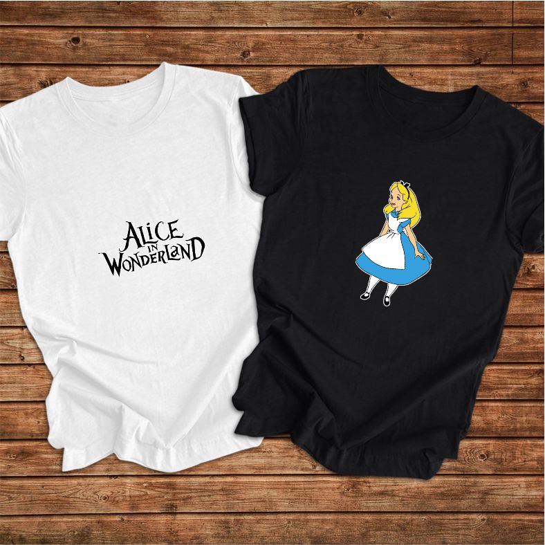 Alice in Wonderland Themed Printed T-Shirt - Whimsical and Stylish Apparel