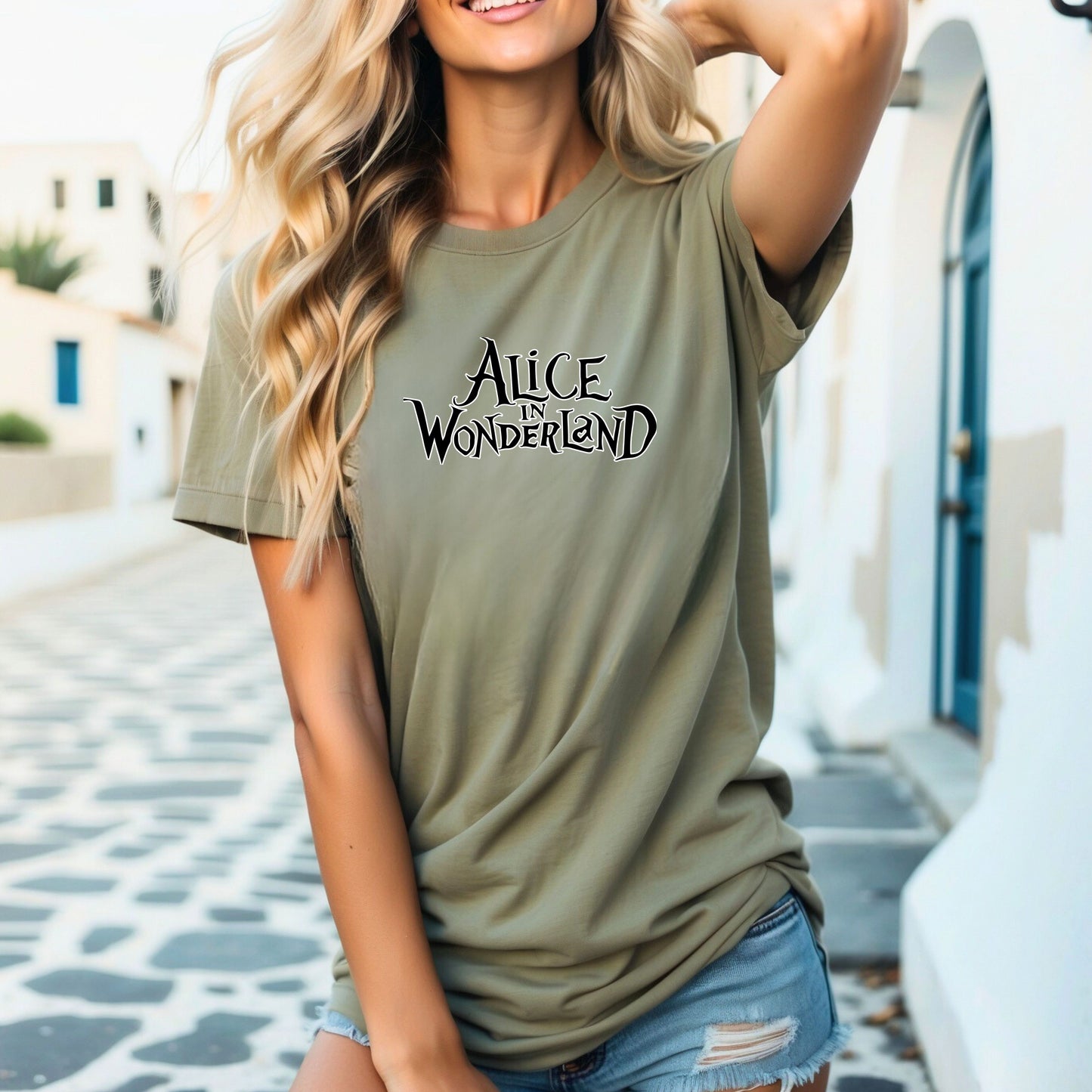 Alice in Wonderland Themed Printed T-Shirt - Whimsical and Stylish Apparel