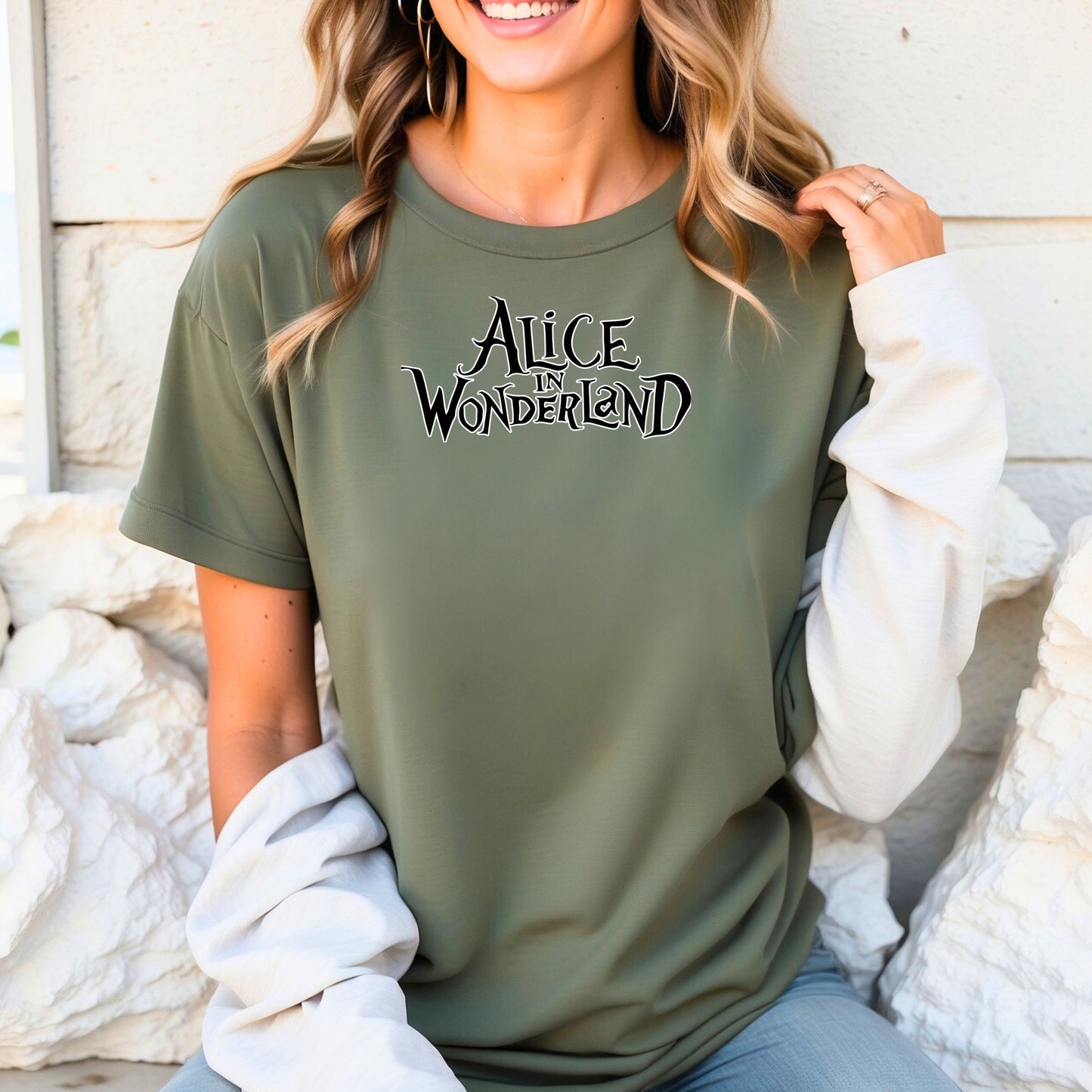 Alice in Wonderland Themed Printed T-Shirt - Whimsical and Stylish Apparel